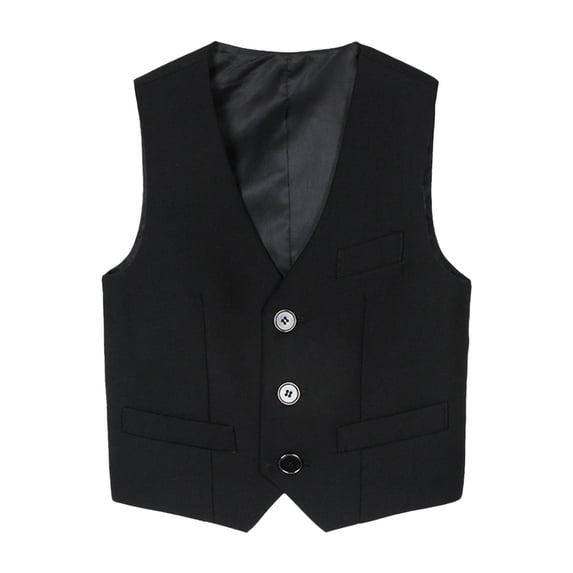 GiLiling Vest for Boys Girls Lightweight Casual Uniform Jacket Underarm Top Fashion School Gilet Sleeveless Waistcoat Coat (Black, 13-14 Years)