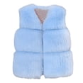 thumbnail image 1 of GiLiling Faux Fur Vest for Girls Sleeveless Fuzzy Jacket Fleece Winter Warm Cropped Coats Kids Cute Furry Cardigan Outerwear ﻿ (Light Blue, 5-6 Years), 1 of 3