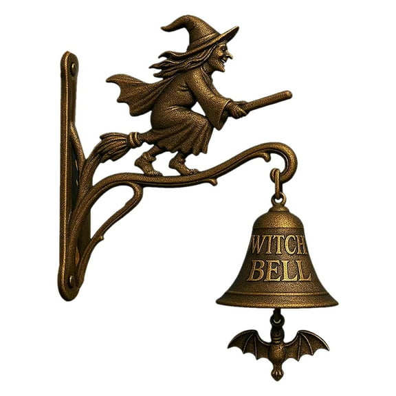 GiLiling Vintage Witch Doorbell – Cast Iron Halloween Door Hanger Bell with Wall Mounted, Outdoor Decorative Dinner Bell for Porch, Garden, Front Door, Holiday Decoration Display