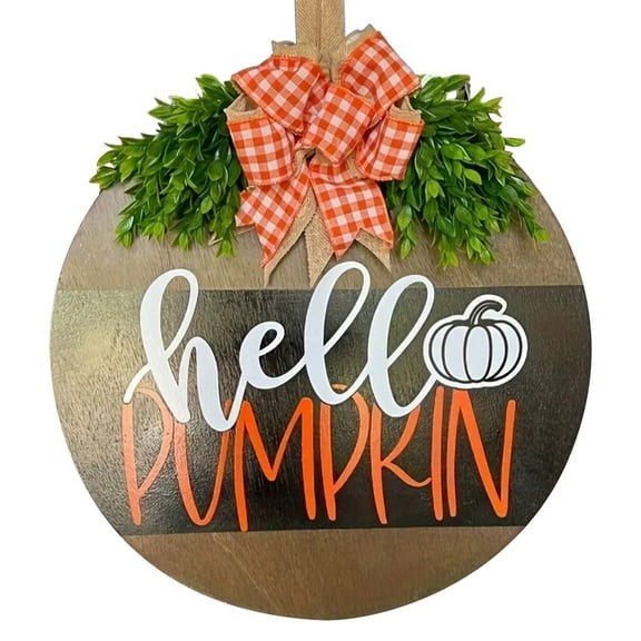 GiLiling White Pumpkin Welcome Hanging Sign Front Door Decor Fall Porch Decorative Wooden Plaque Rustic Farmhouse Wall Accent for Garden Gate Entryway Greeting Embellishment