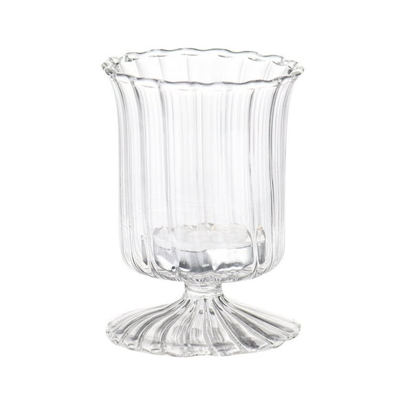 GiLiling Window Candles Lights , Dinner Candle Transparent Glass Stripe Creative Lit Candle Cup Light Candlestick LED Light for Home Table Centerpieces Decor