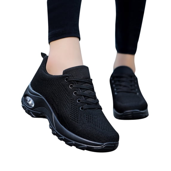 GiLiling Women's Air Cushion Sneakers Breathable Mesh Lace Up EVA Sole Lightweight Casual Walking Shoes for Everyday Outdoor