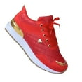 thumbnail image 1 of GiLiling Women's Walking Sneakers PU Leather Lace Up Round Toe Platform Casual Shoes Fashion Sneakers for Outdoor Running, 1 of 6