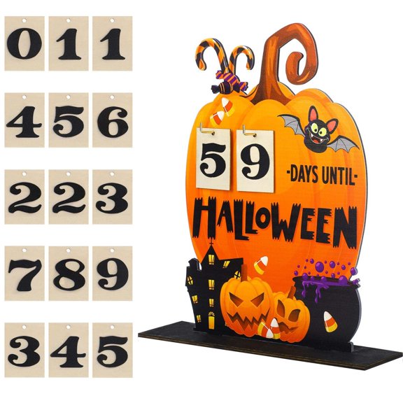 GiLiling Wooden Halloween Countdown Calendar (Pumpkin Design) | Handmade Tabletop Advent Decor for Seasonal Home Displays and Festive Atmosphere Countdowns