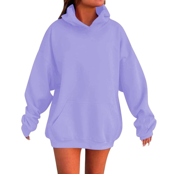 GiLiling Youth Sweatshirt Hoodies for Teen Girls and Boys Trendy Plain Long Sleeve Oversized Tween Clothes Preppy Top (Purple, 15-16 Years)
