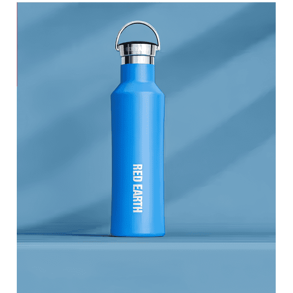 GiNT 20 oz Blue Wide Mouth Stainless Steel Sports Water Bottle with Handle Lid, Vacuum Insulated Leakproof Flask for Hot Cold Drinks, Travel, Gym and Outdoor