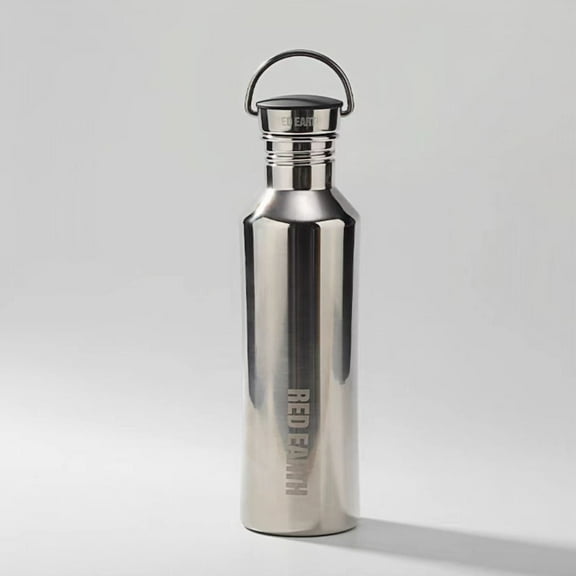 GiNT 20 oz Silver Wide Mouth Stainless Steel Sports Water Bottle with Handle Lid, Vacuum Insulated Leakproof Flask for Hot Cold Drinks, Travel, Gym and Outdoor