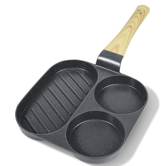 GiPP Nonstick Egg Pan, 3-In-1 Divided Breakfast Omelette Frying Pan, 7.9" with Heat-Resistant Handle, Compatible with All Stove Tops
