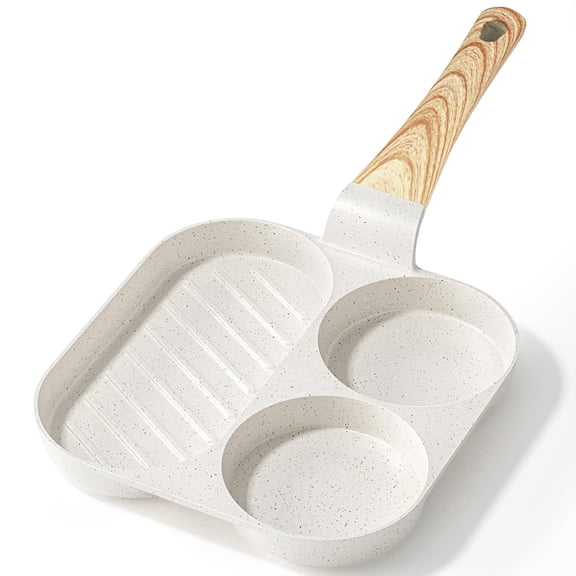 GiPP Nonstick Egg Pan, 3-In-1 Divided Breakfast Omelette Frying Pan, 7.9" with Heat-Resistant Handle, Compatible with All Stove Tops