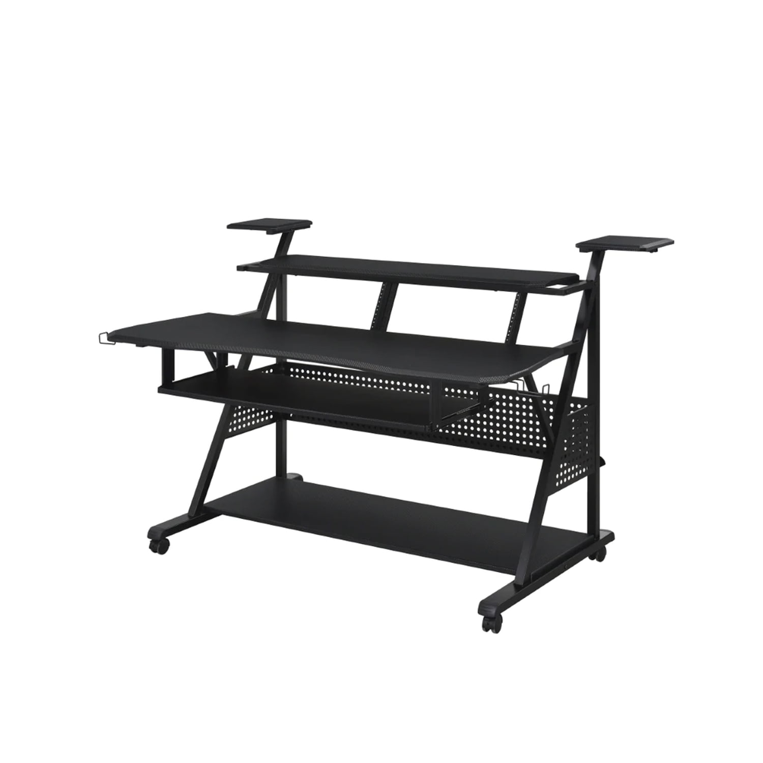 Gia 67 Inch Music Desk Studio Workstation Keyboard Tray Shelves Black