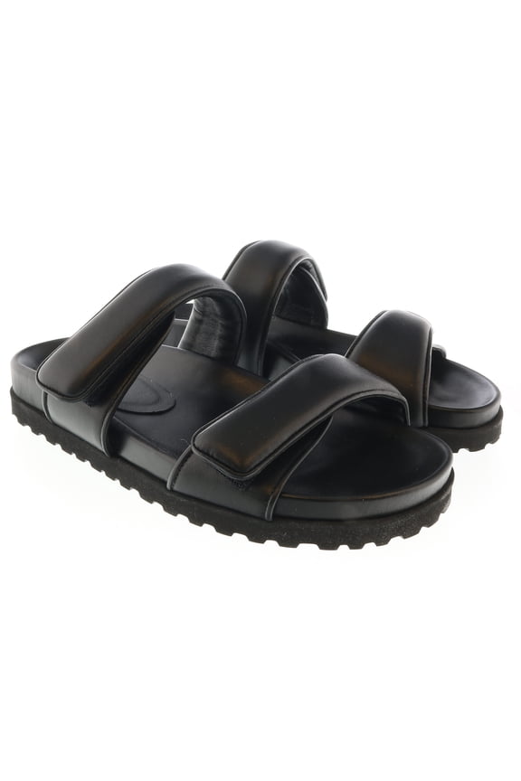 Gia Borghini Black Gia x Pernille Double Strap Leather Slides 9 for Mens