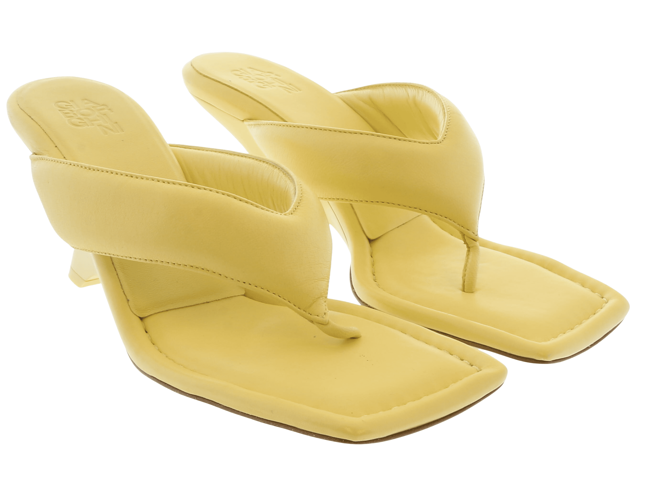 Gia Borghini Butter Yellow Thonge Mule with Wedge 6 for