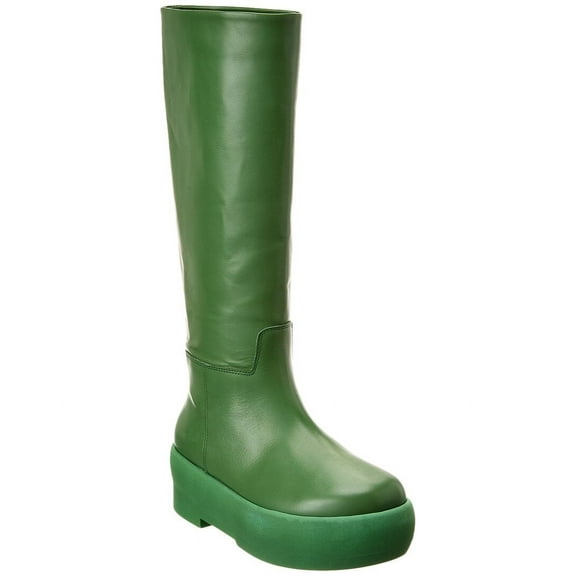 Gia Borghini Gia 16 Leather Knee-High Platform Boot, 35, Green