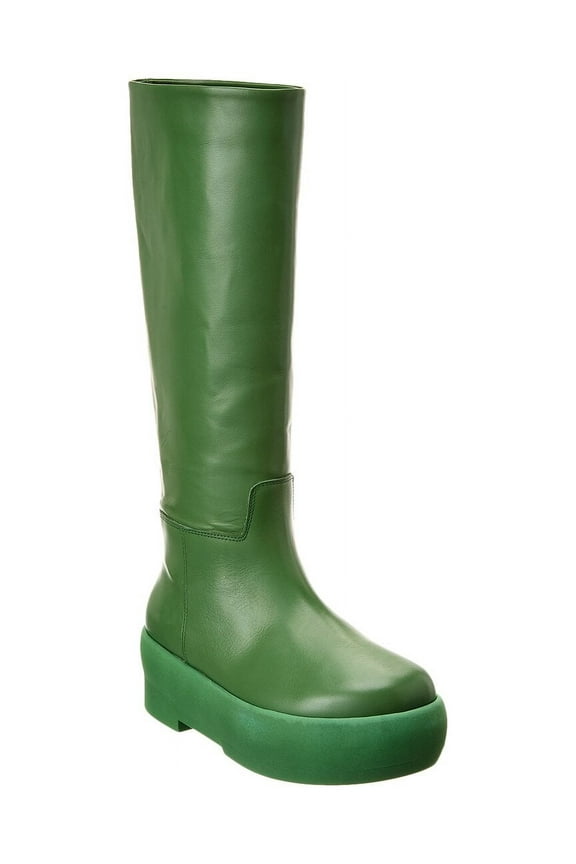 Gia Borghini Gia 16 Leather Knee-High Platform Boot, 35, Green