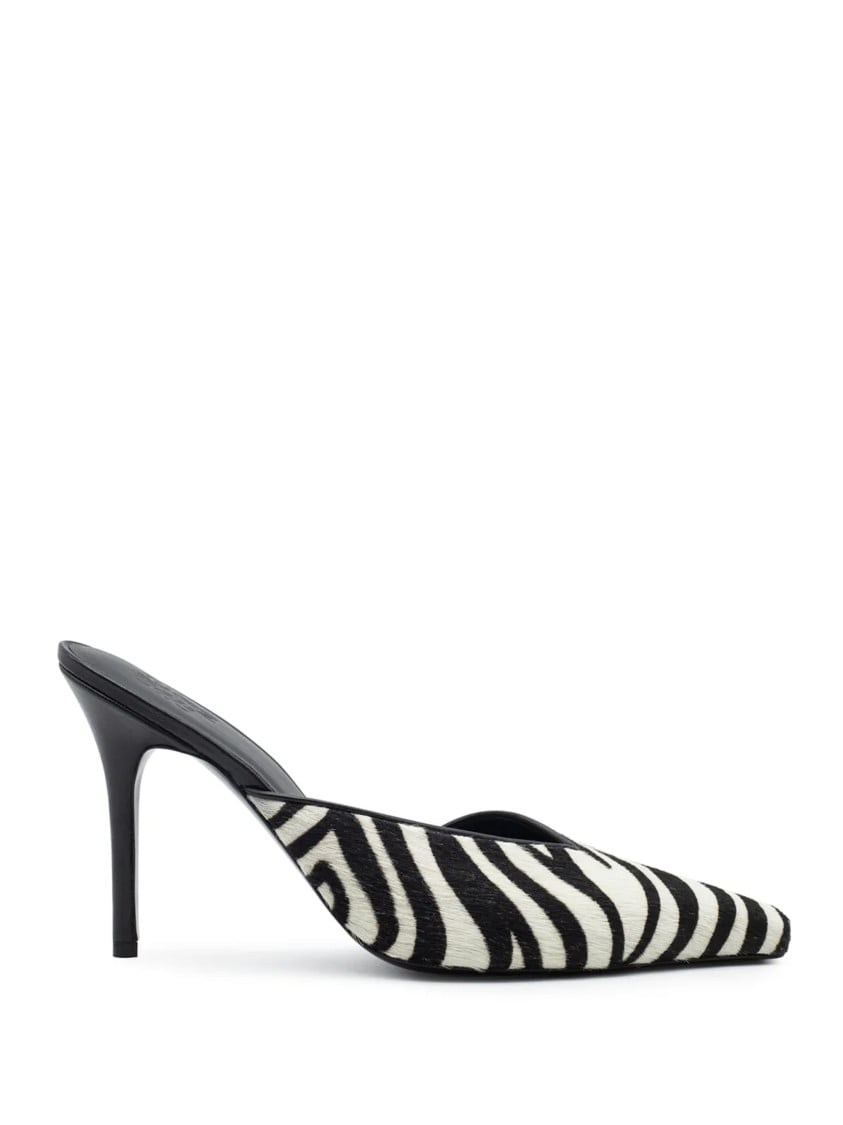 サンダル・ミュール Gia Borghini X Helsa Bold Black And White Zebra Print Mule Gia Borghini X Helsa Bold Black And White Zebra Print Mule