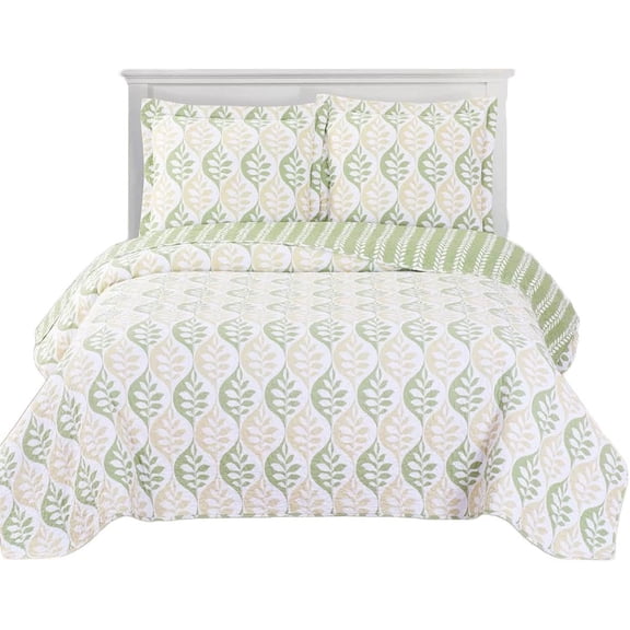 Gia Luxury Microfiber King/Calking Size, Over-Sized 3pc Quilt Set, 110-Inch Wide x 96-Inch Long Coverlet