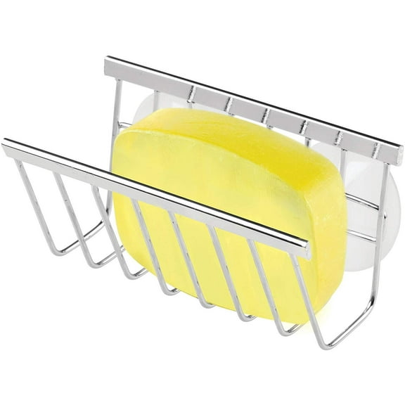 iDesign Gia Suction Soap and Sponge Holder - Polished Stainless Steel - Silver