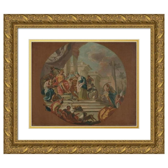 Giacinto Diana 24x20 Gold Ornate Framed and Double Matted Museum Art Print Titled - The Continence of Scipio (1765 - 1770)