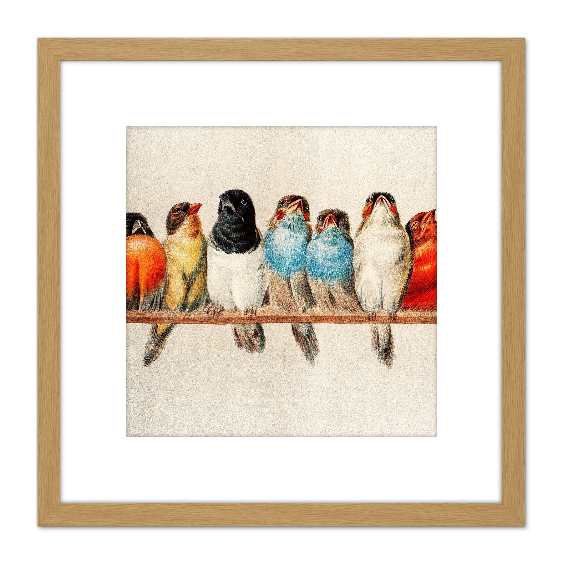 Giacomelli Perch Of Birds Painting 8X8 Inch Square Wooden Framed Wall ...