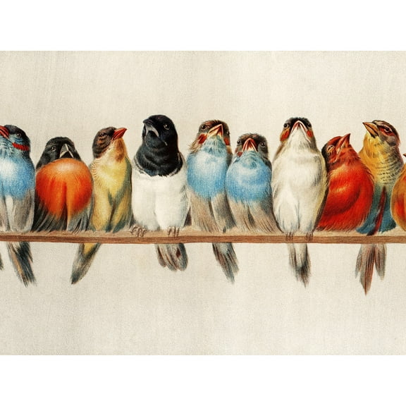 Giacomelli Perch Of Birds Painting Extra Large XL Wall Art Poster Print