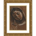 thumbnail image 1 of Giacomo Cavedone 11x14 Gold Ornate Wood Frame and Double Matted Museum Art Print Titled - Head of the Virgin (C. 1614), 1 of 4