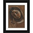 thumbnail image 1 of Giacomo Cavedone 14x18 Black Ornate Wood Framed Double Matted Museum Art Print Titled - Head of the Virgin (C. 1614), 1 of 5