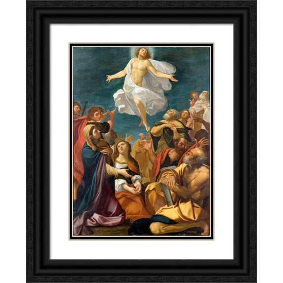Giacomo Cavedone 18x24 Black Ornate Framed Double Matted Museum Art Print Titled: Ascension of Christ (circa 1640)