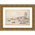 thumbnail image 1 of Giacomo Guardi 18x13 Gold Ornate Wood Frame and Double Matted Museum Art Print Titled - The Tower at Marghera (1764-1835), 1 of 4