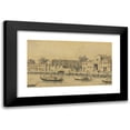 thumbnail image 1 of Giacomo Guardi 24x15 Black Modern Framed Museum Art Print Titled - A View of the River Brenta, with the Burchiello, 1 of 5