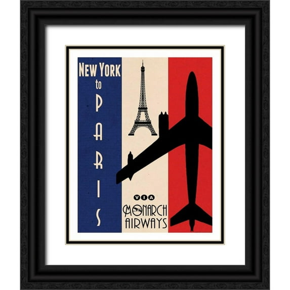 Giacopelli, Jason 26x32 Black Ornate Wood Framed with Double Matting Museum Art Print Titled - NY to Paris