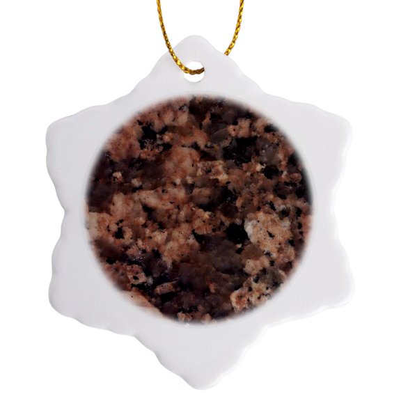 3drose, Giallo Fiorito Granite Print, 3 inch Snowflake Porcelain Ornament