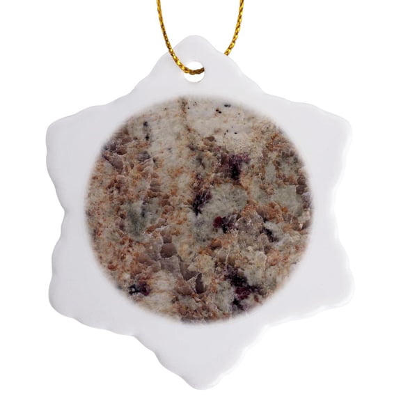 3drose, Giallo Napoleon Granite Print, 3 inch Snowflake Porcelain Ornament