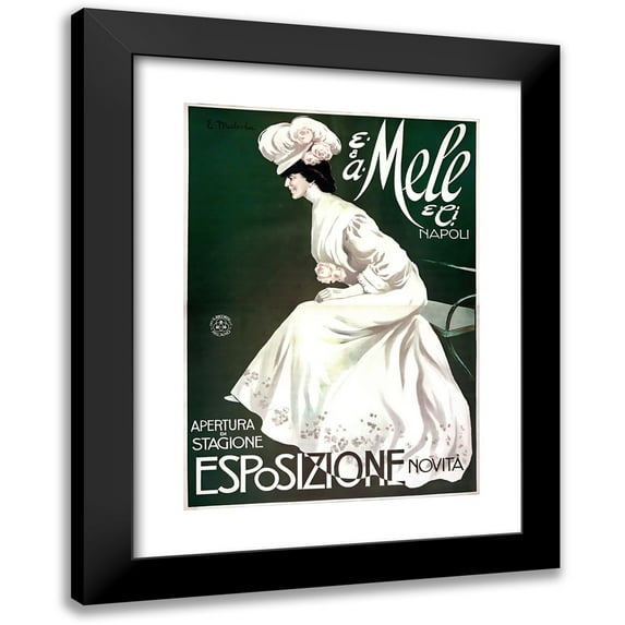 Gian Emilio Malerba 11x14 Black Modern Framed Museum Art Print Titled - E. and A. Mele Napoli. Season Opening, New Exhibitions