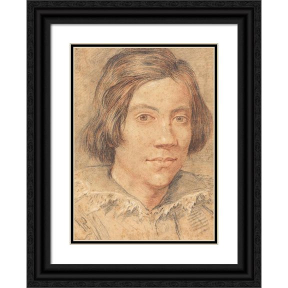 Gian Lorenzo Bernini 18x24 Black Ornate Framed Double Matted Museum Art Print Titled: Portrait of a Young Man (C. 1615)