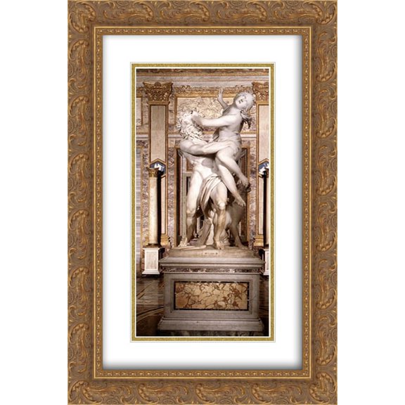 Gian Lorenzo Bernini 2x Matted 14x24 Gold Ornate Framed Art Print 'The Rape of Proserpine [detail: 2]'