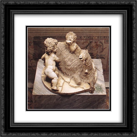 Gian Lorenzo Bernini 2x Matted 20x20 Black Ornate Framed Art Print 'The Goat Amalthea with the Infant Jupiter and a Faun'