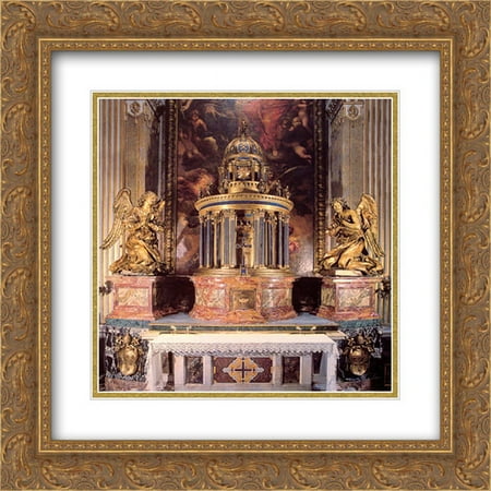 Gian Lorenzo Bernini 2x Matted 20x20 Gold Ornate Framed Art Print 'Altar of the Cappella del Sacramento'