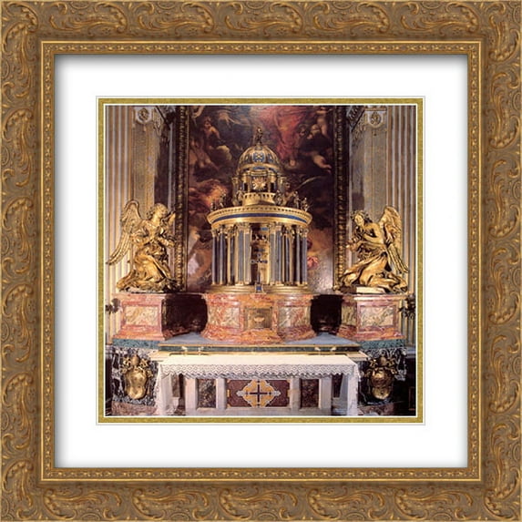 Gian Lorenzo Bernini 2x Matted 20x20 Gold Ornate Framed Art Print 'Altar of the Cappella del Sacramento'