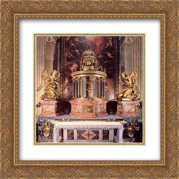 Gian Lorenzo Bernini 2x Matted 20x20 Gold Ornate Framed Art Print 'Altar of the Cappella del Sacramento'