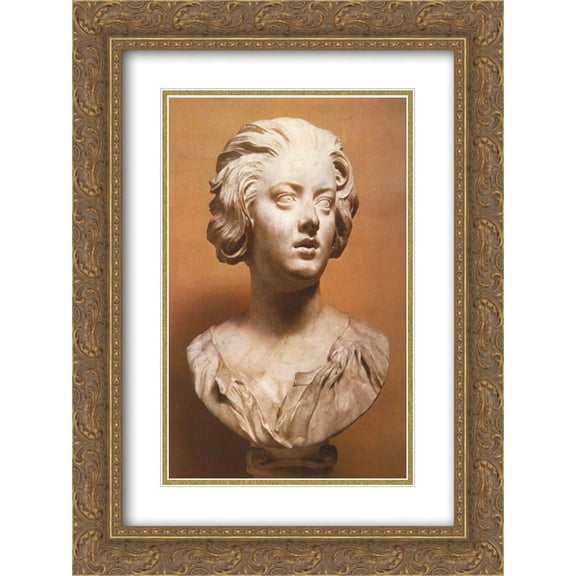 Gian Lorenzo Bernini 2x Matted 20x24 Gold Ornate Framed Art Print 'Bust of Costanza Buonarelli '