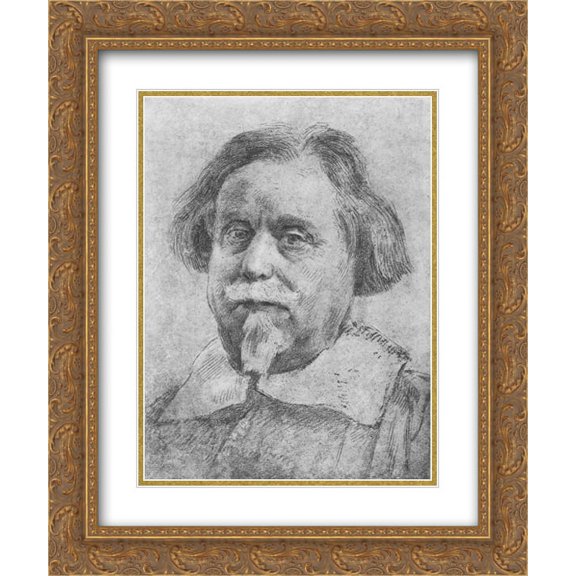 Gian Lorenzo Bernini 2x Matted 20x24 Gold Ornate Framed Art Print 'Portrait of a Man with a Moustache'