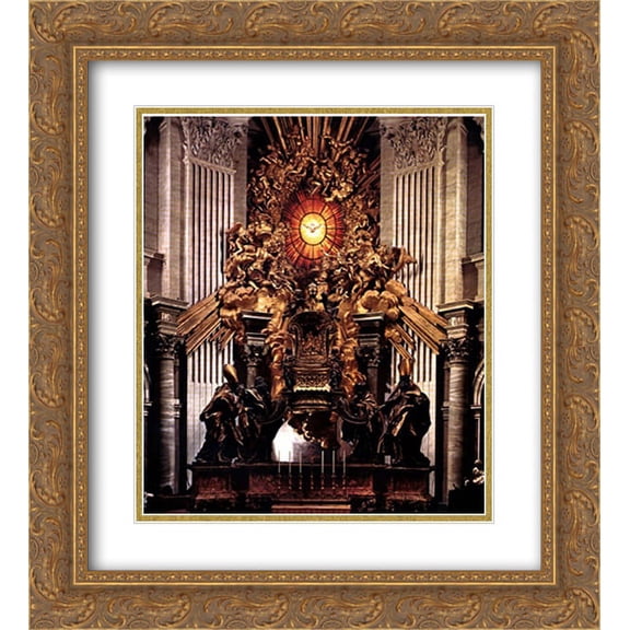 Gian Lorenzo Bernini 2x Matted 20x24 Gold Ornate Framed Art Print 'The Chair of Saint Peter'