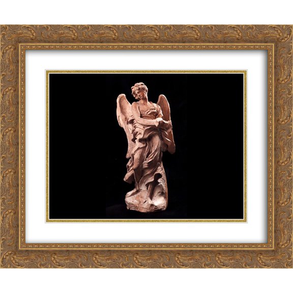 Gian Lorenzo Bernini 2x Matted 24x20 Gold Ornate Framed Art Print 'The Angel of the Crown of Thorns'