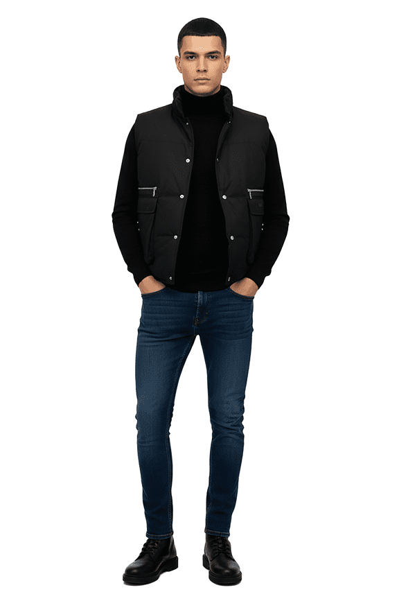 X-large Nero Black Sleeveless Jacket for mens