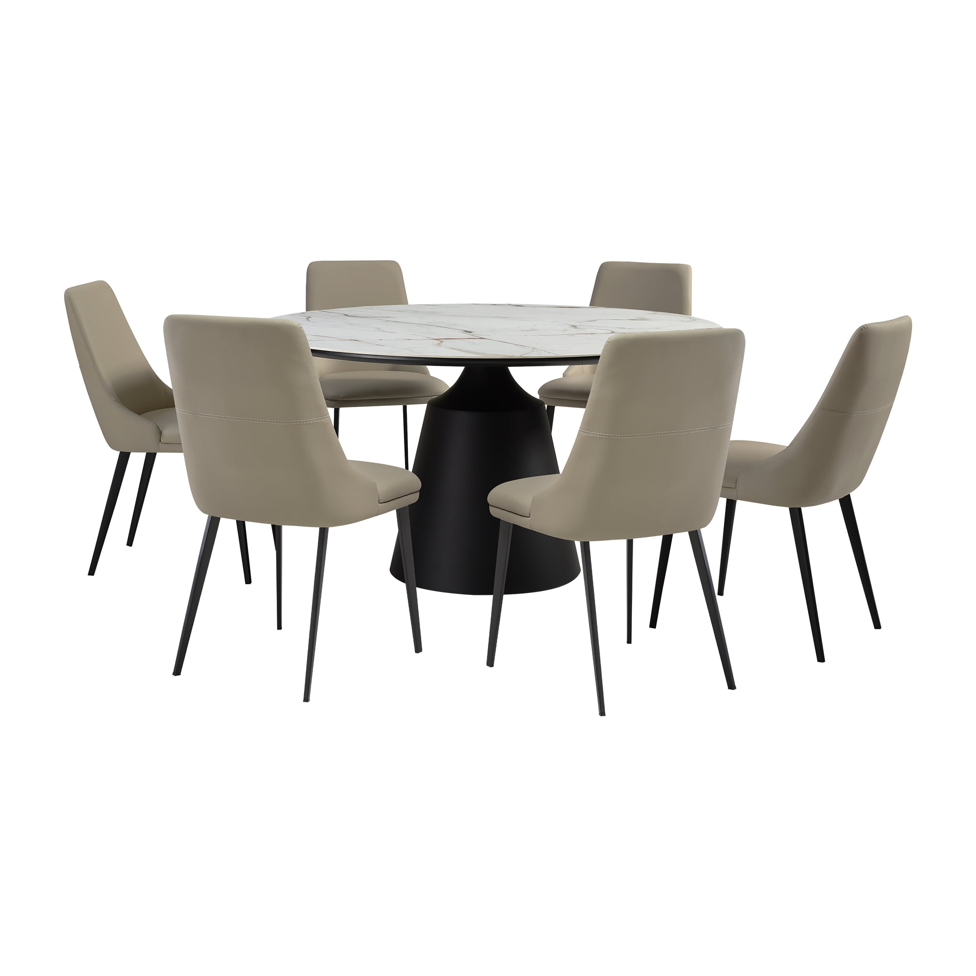 Giana Kash 5 Piece Extendable Dining Set with Taupe Gray Faux Leather Chairs