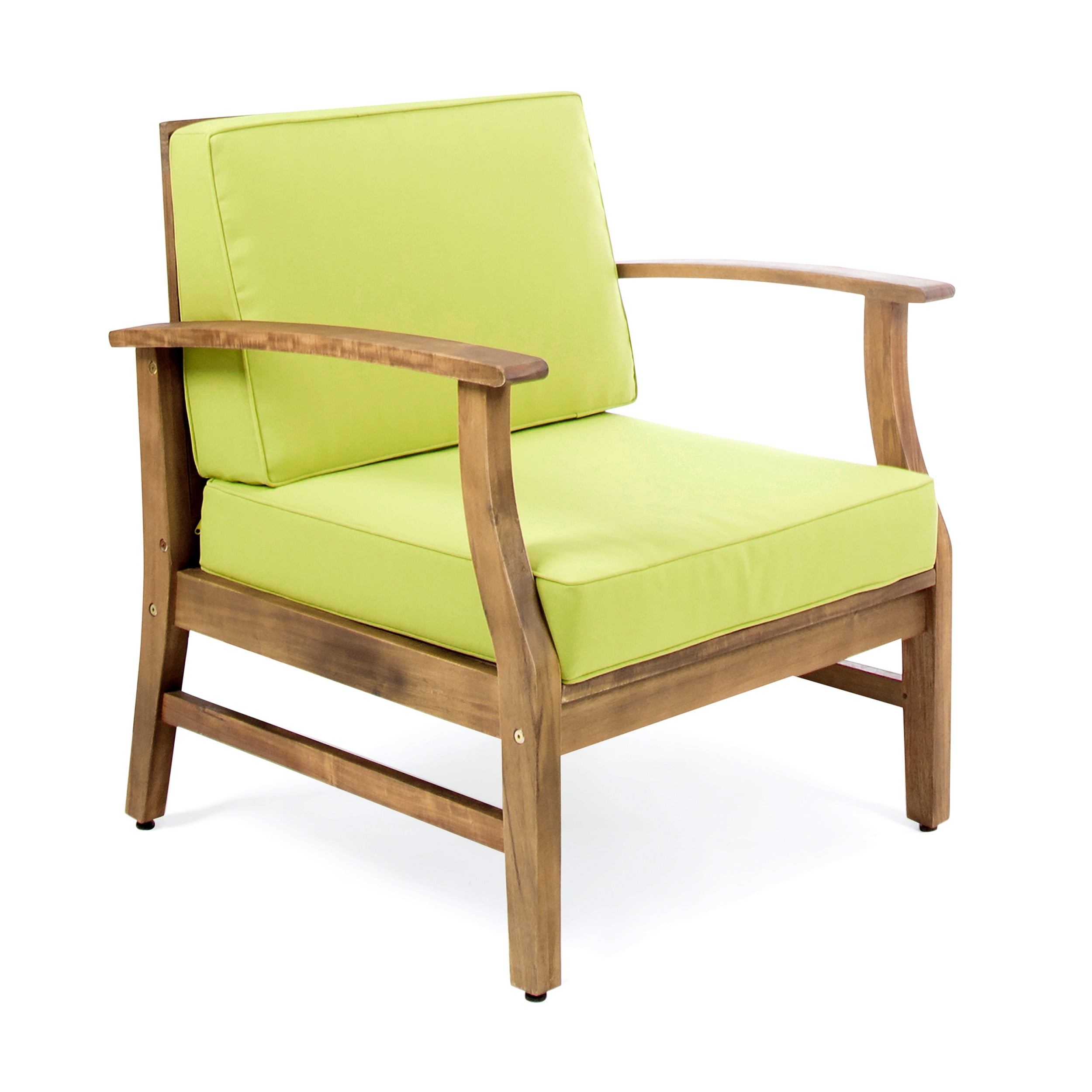 Giancarlo Acacia Wood Outdoor Club Chair, Teak, Green