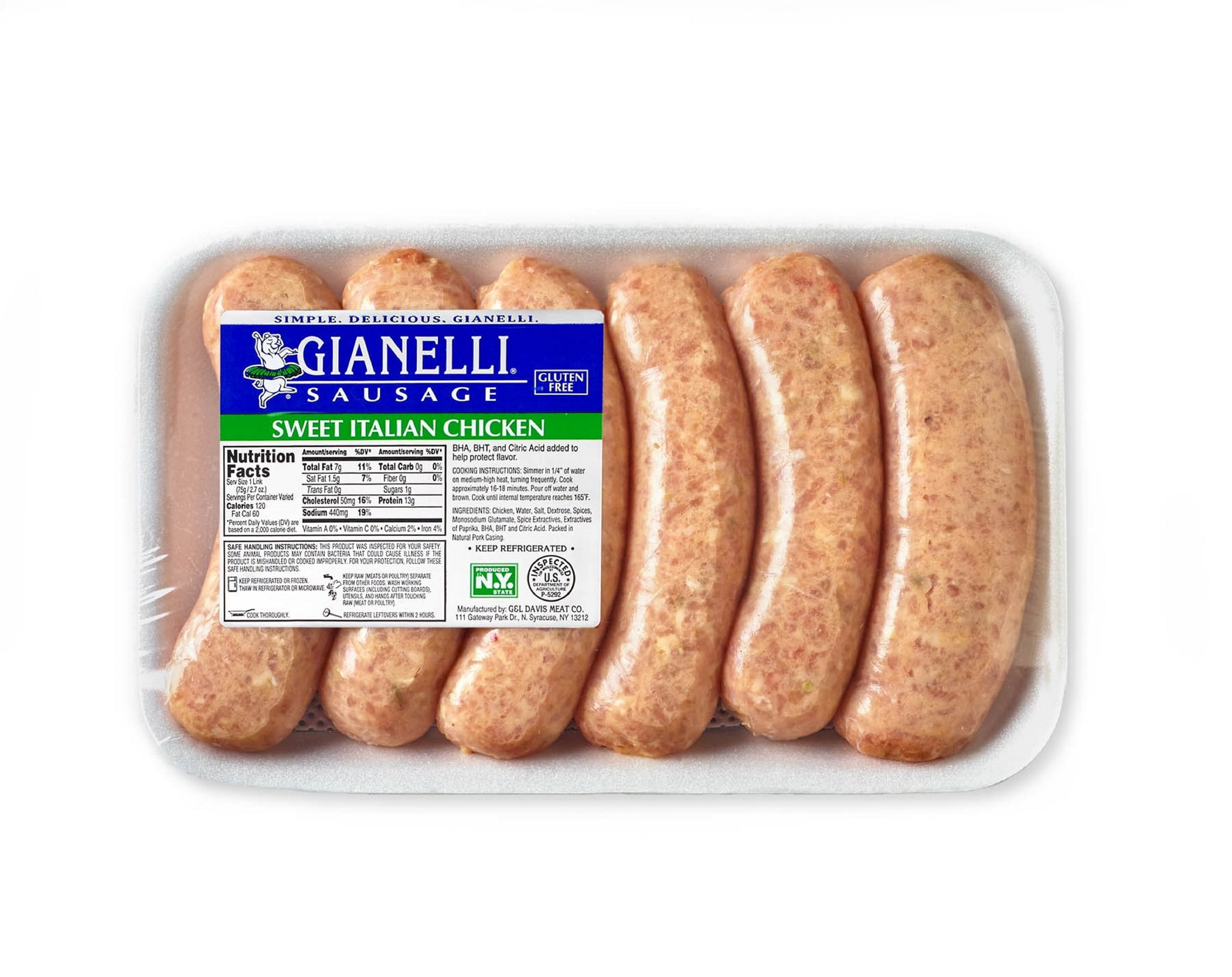 Gianelli Sweet Italian Style Chicken Sausage Links, Fresh, 1.0 1.25 lb Tray