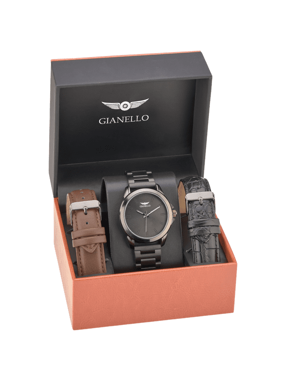 Select Interchangeable 3 Strap Watch Set (Black)