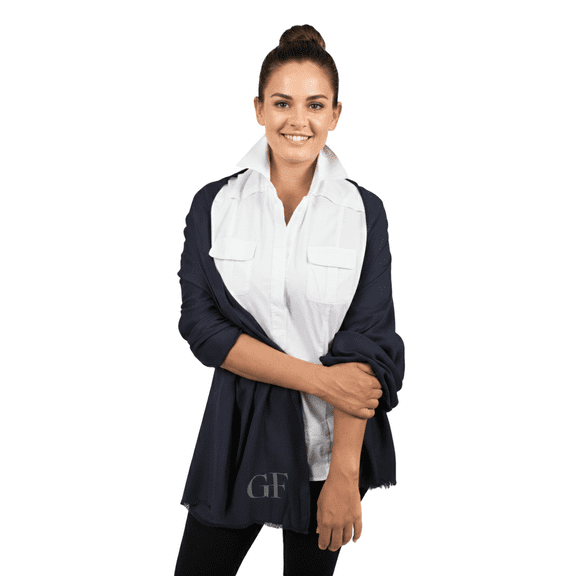 Gianfranco Ferre Navy Blue Pashmina Scarf for Womens