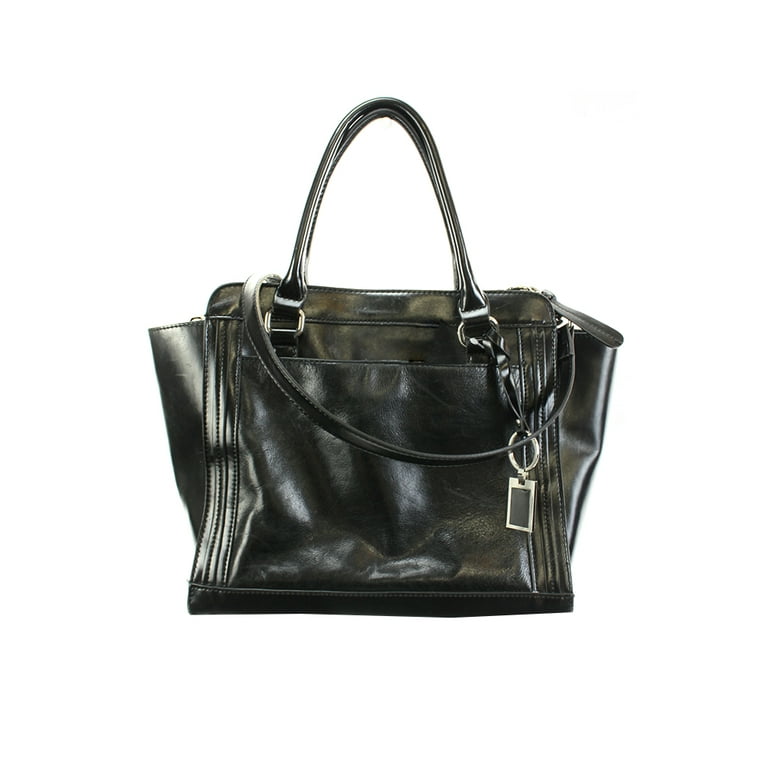 Giani Bernini Black Glazed Wing Tote Bag OSFA Walmart